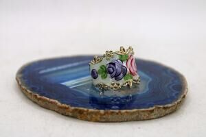 Joseph Esposito Sterling Silver Floral Enamel Ring